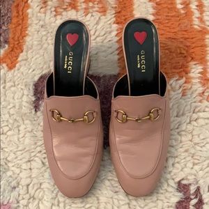 Gucci Princetown pink mid-heel slide size 39 1/2